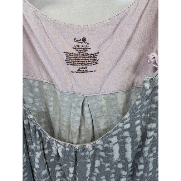 SECRET TREASURES GRAY PINK ABSTRACT SCOOP TANK TOP L - Picture 2 of 6